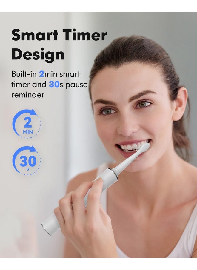 Sonic Electric Toothbrush For Adults, Rechargeable Toothbrushes With 8 Brush Heads And Holder For Travel, 5 Modes And 2 Min Auto Smart Timer, 2 Hours Charger For 45 Days Use, White