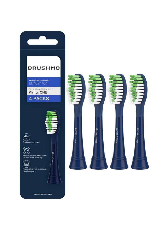 Replacement Toothbrush Heads Compatible With Philips Sonicare One Toothbrush, For Hy1100 Midnight Navy Blue Hy1022/04 Brush Head (Midnight Navy Blue) 4 Pack