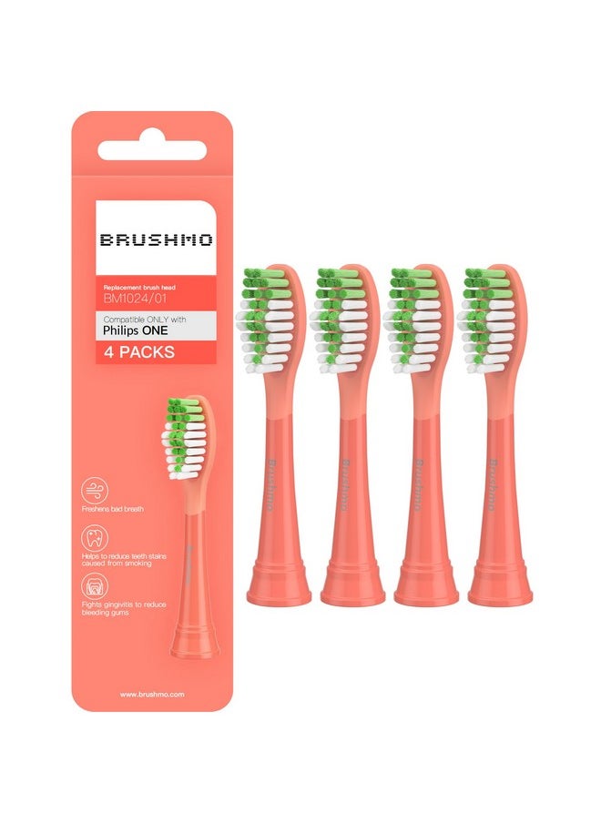 Replacement Toothbrush Heads Compatible With Philips Sonicare One Toothbrush, For Hy1100 Miami Coral Hy1022/01 Brush Head (Miami Coral) 4 Pack