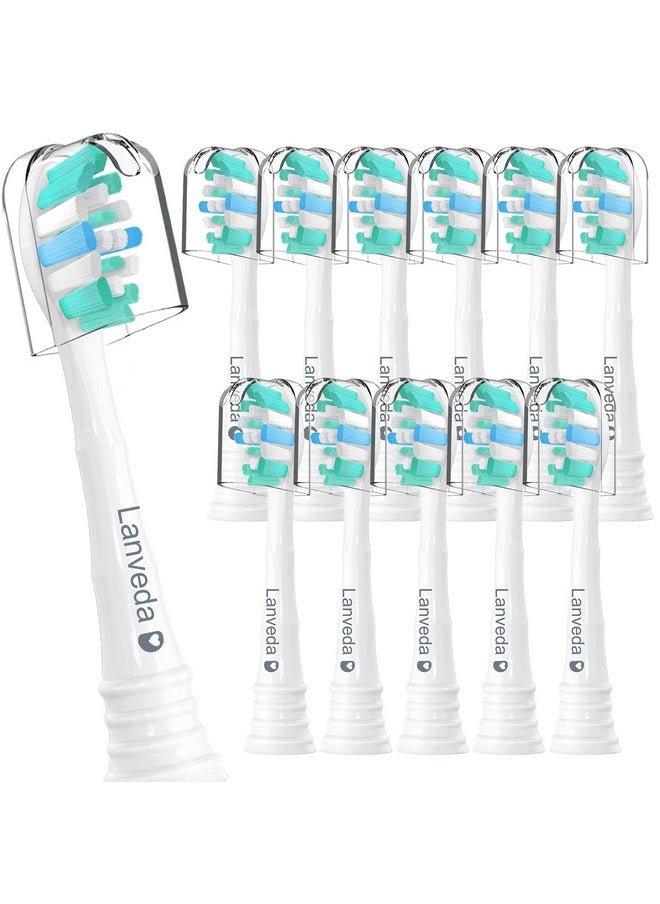 12 Pack Replacement Toothbrush Heads Compatible With Philips Sonicare 4100 5300 Toothbrush, C1 C2 Replacement Brush Heads For Sonicare Click-On Electric Toothbrush Hx3681, White