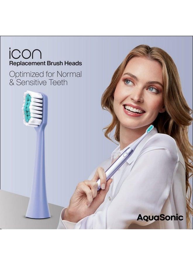 Icon Replacement Brush Heads | Compatible With Aquasonic Icon Toothbrush | 2 Brush Heads | For Normal & Sensitive Teeth (Lilac)