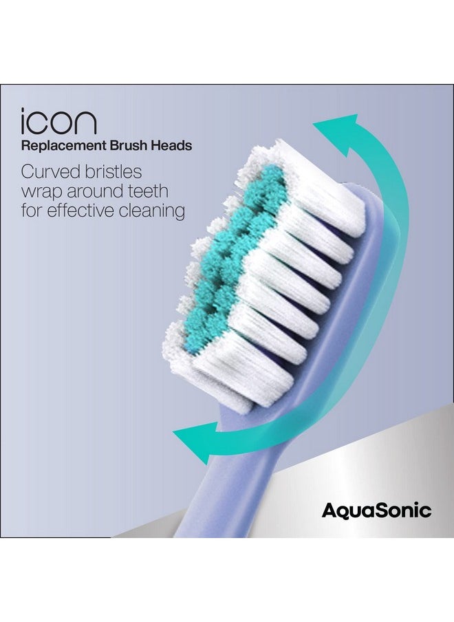 Icon Replacement Brush Heads | Compatible With Aquasonic Icon Toothbrush | 2 Brush Heads | For Normal & Sensitive Teeth (Lilac)