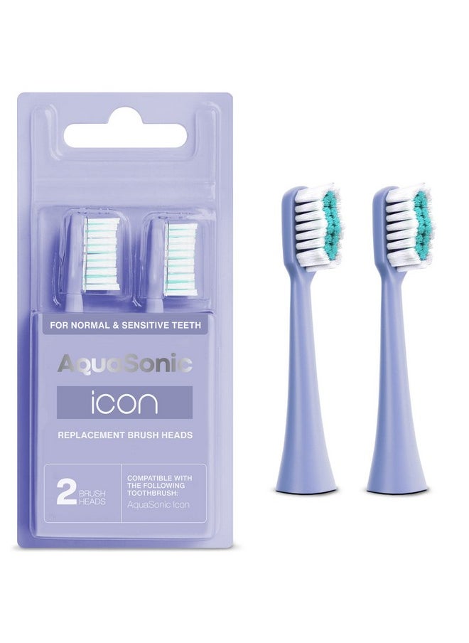 Icon Replacement Brush Heads | Compatible With Aquasonic Icon Toothbrush | 2 Brush Heads | For Normal & Sensitive Teeth (Lilac)