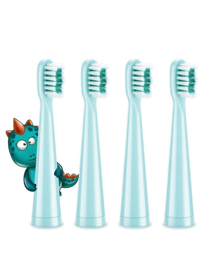 Dragon Lord Electric Toothbrush Replacement Heads - 7X More Plaque Removal, End-Rounded 3D Curved Soft Bristles, Comfortable & Efficient Clean Teeth, Perfect For Kid Small Mouth, Blue (4 Pack)