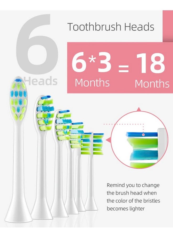 Sonic Electric Toothbrush With 6 Brush Heads For Adults And Kids, One Charge For 90 Days, Wireless Fast Charge, 5 Modes With 2 Minutes Built In Smart Timer, Electric Toothbrushes(Pink)