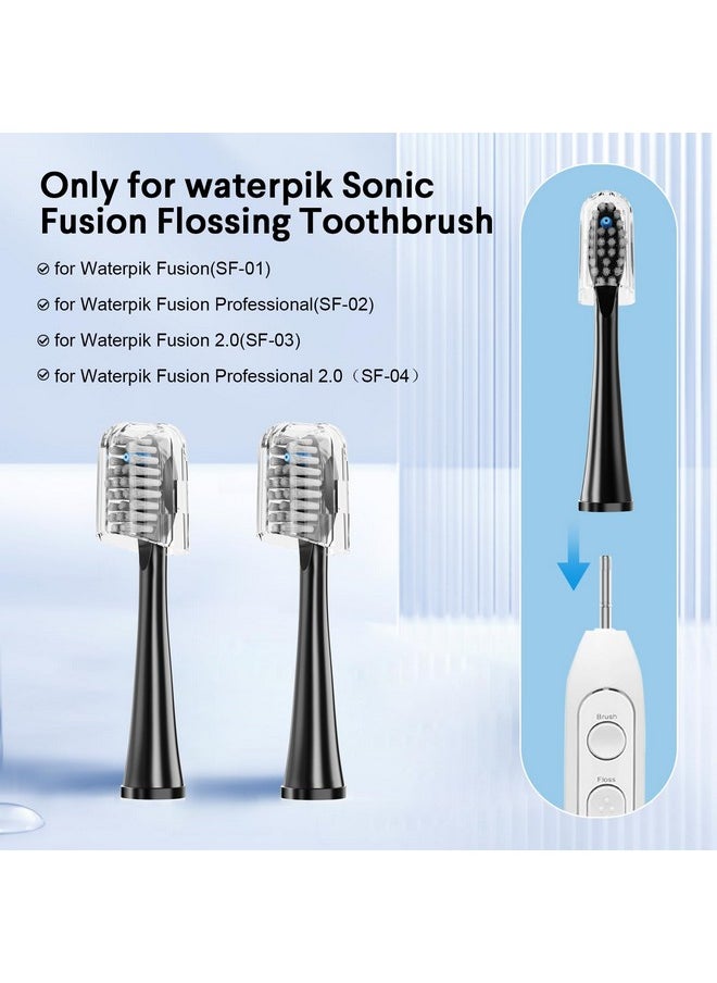 Replacement Head For Waterpik,3 Pack Toothbrush Heads Compatible With Waterpik Sonic Fusion Sf-01 / Sf-02 / Sf-03 / Sf-04,For Waterpik Sonic Fusion 2.0 Flossing Toothbrush With Cover