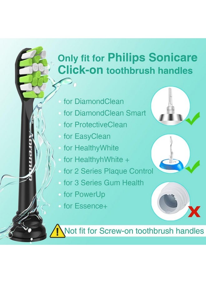 Toothbrush Replacement Heads Compatible With Philips Sonicare Diamondclean 2 Series 3 Series Protectiveclean Flexcare Healthywhite 4100 5100 6100 W C2 C1 G2 G3, 6 Count, Black