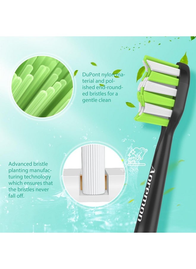 Toothbrush Replacement Heads Compatible With Philips Sonicare Diamondclean 2 Series 3 Series Protectiveclean Flexcare Healthywhite 4100 5100 6100 W C2 C1 G2 G3, 6 Count, Black