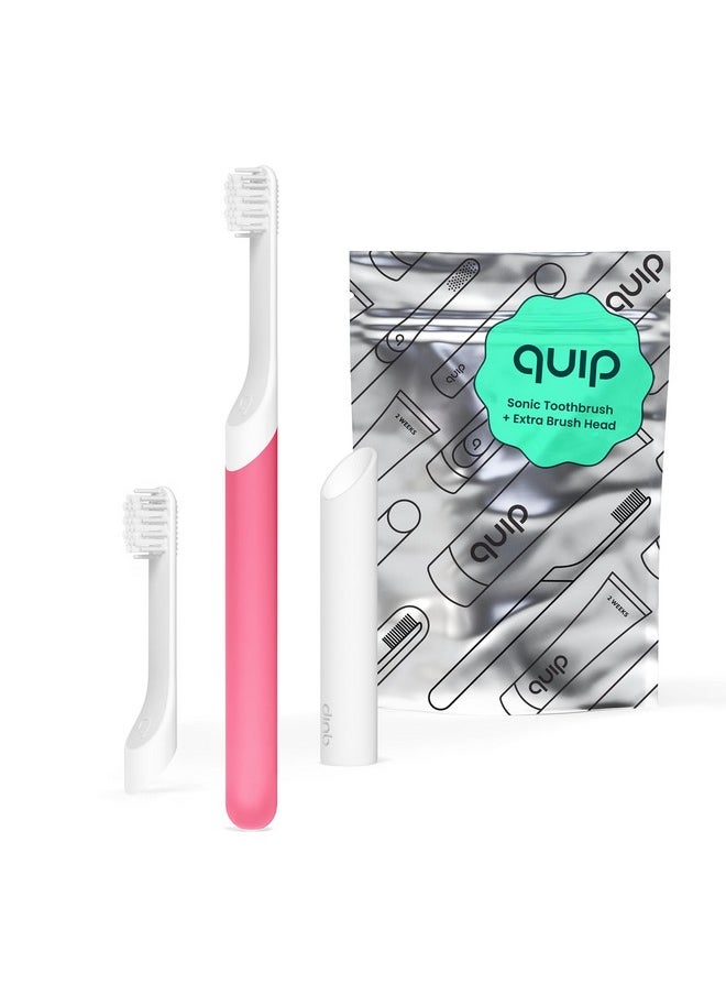 Sonic Toothbrush For Kids With Timer - Includes Extra Brush Head And Travel Cover Mount - Electric, Soft Bristle Refill Head, Rubber Handle, 3 Month Battery Life - Travel Toothbrush - Pink