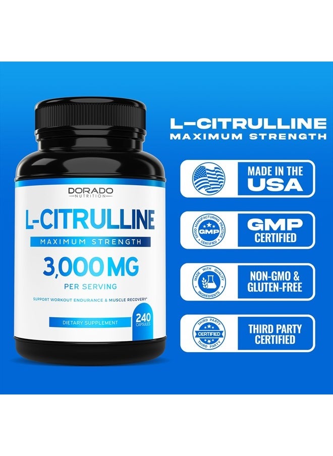 L-Citrulline Maximum Strength, 3000mg - 240 Capsules