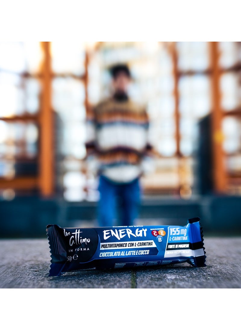 Coconut and Milk Chocolate Energy Bar with L-Carnitine | 50g – Rich in Magnesium