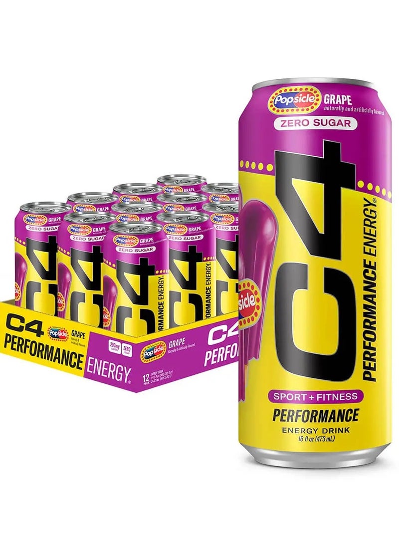 C4 Original Pre-Workout Energy Ready to Drink - Grape Popsicle - Pack of 12