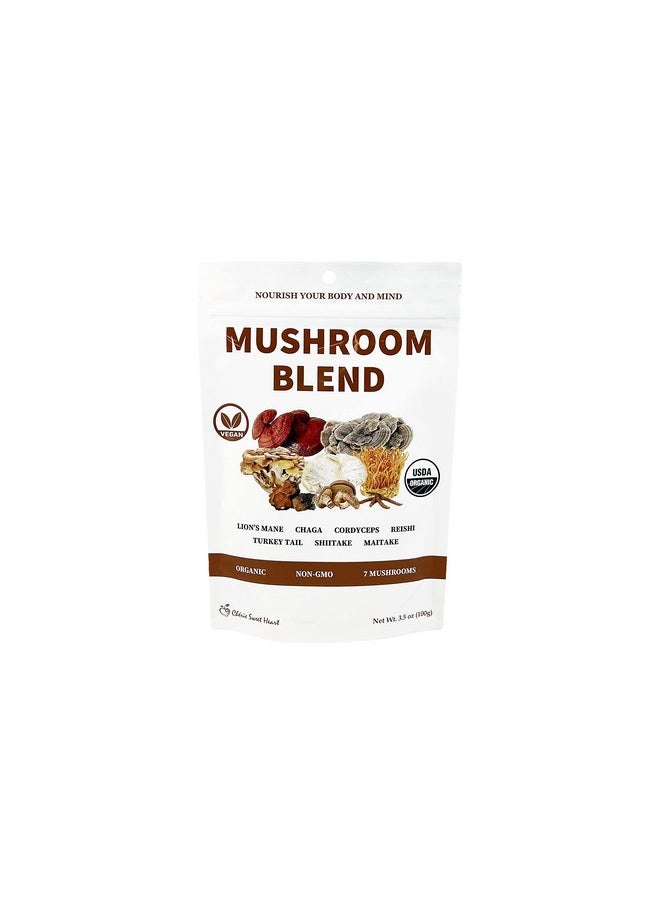 Cherie Sweet Heart 7 Mushroom Extract Powder, Usda Organic, Lion'S Mane, Reishi, Cordyceps, Maitake, Shiitake, Turkey Tail, Chaga, Real Mushrooms, No Fillers, 3.5Oz. (Mushroom Blend, 3.5 Ounce)