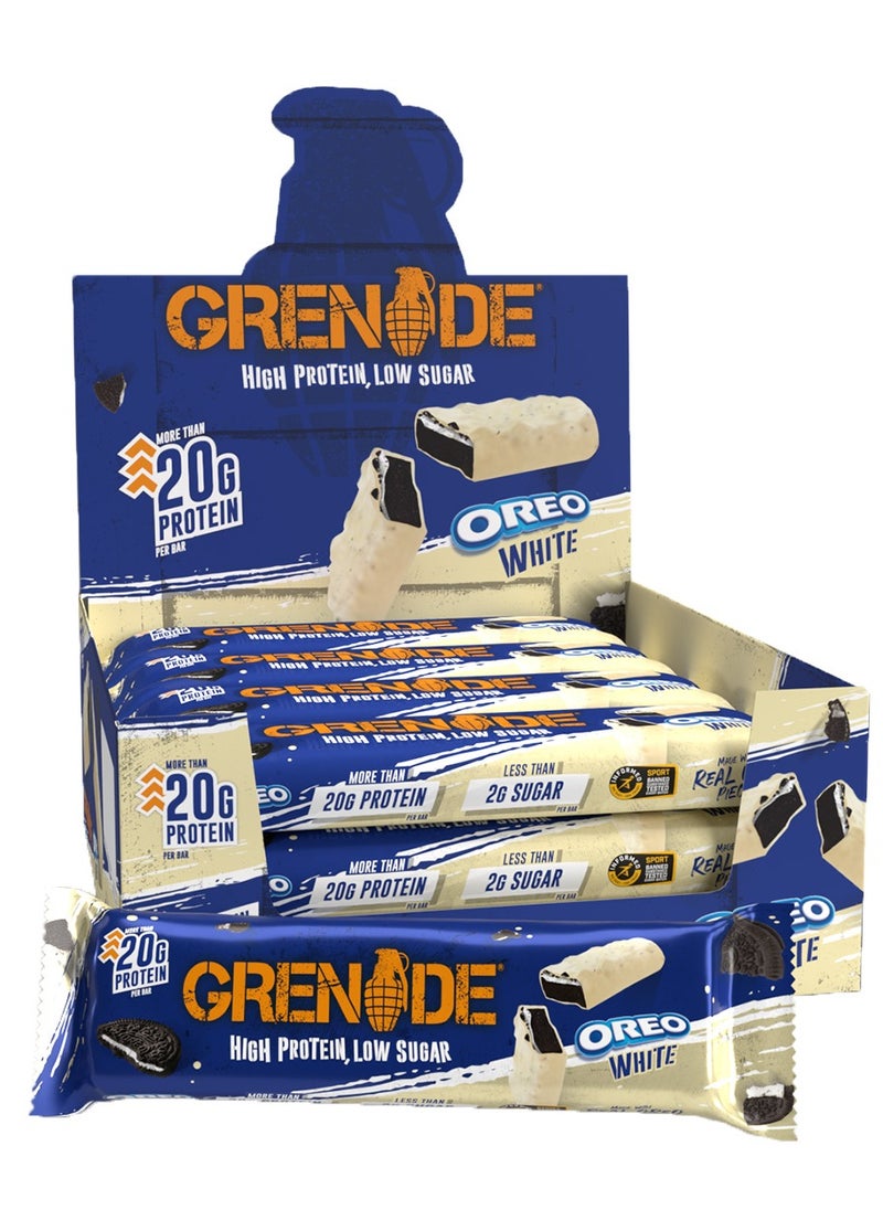 Grenade OREO White Protein Bar - High Protein, Low Sugar, 12 x 60 g