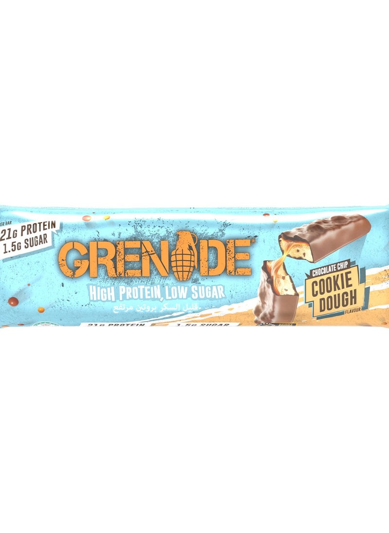 Grenade High Protein, Low Sugar Bar - Chocolate Chip Cookie Dough, 12 x 60 g