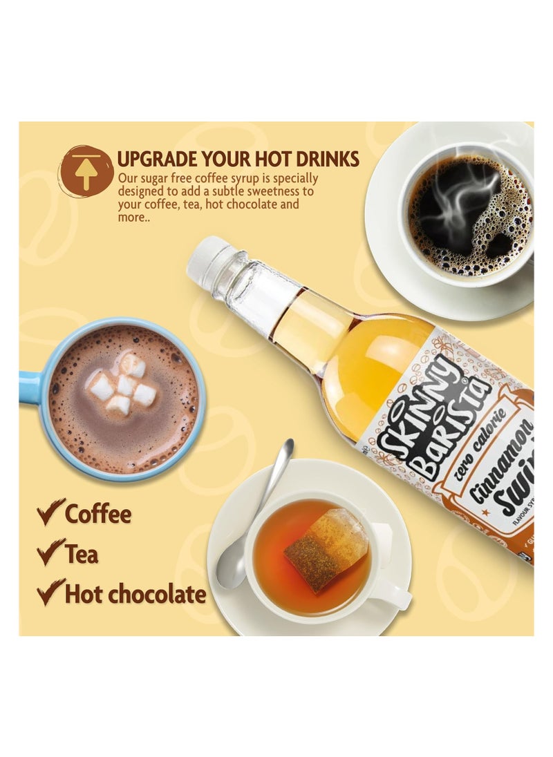 The Skinny Food Co.  Syrup Zero Calorie  Sugar Free For Tea, Hot Chocolate, Fruit, Baking, Protein Drinks - Vegan-Friendly, Gluten-Free & Fat-Free cinnamon swirl 1L