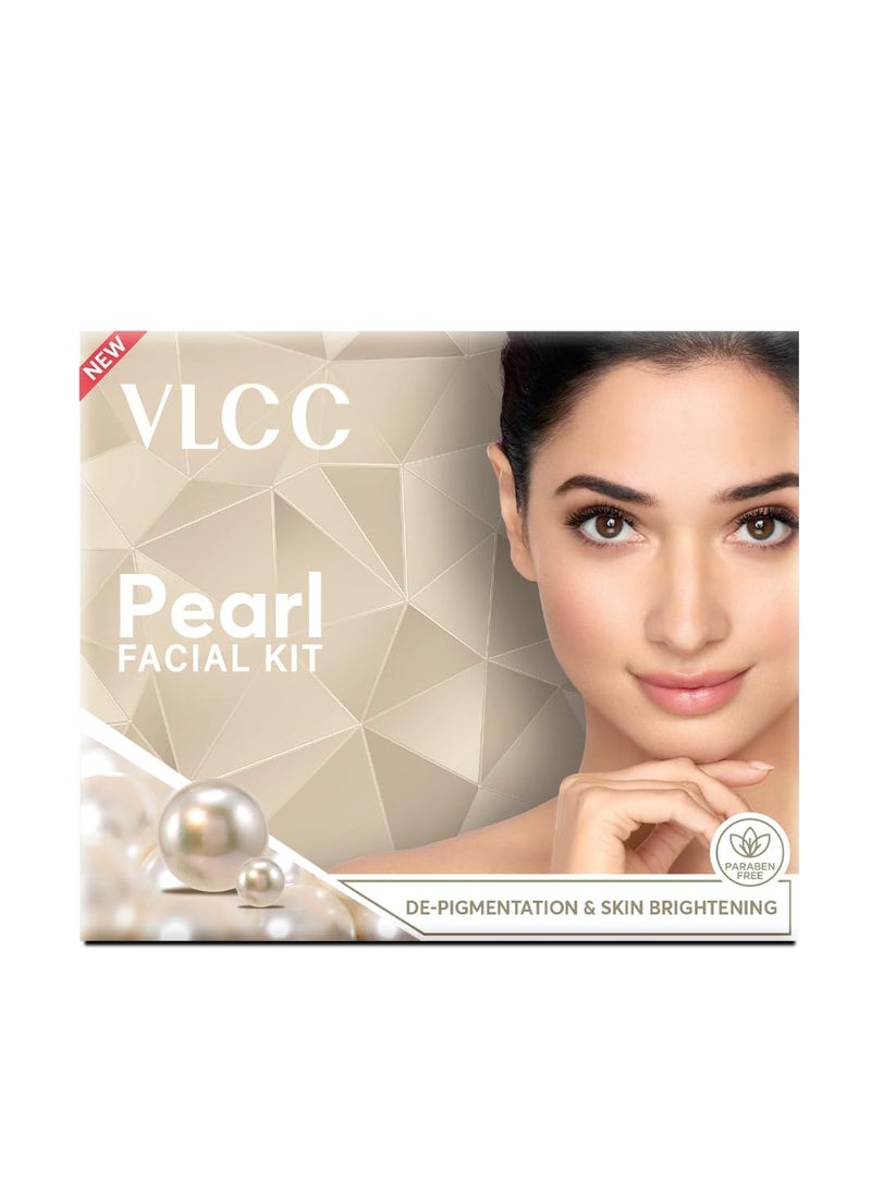 VLCC Pearl Facial Kit - 60g | Luminous and Radiant Skin | At Home Facial with Pearl Extracts, Sandalwood, Turmeric & Aloe Vera | Tan Removal Facial Kit.