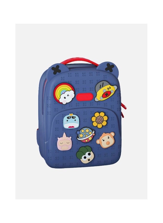 Student Bag Girls Boys Satchel Bags Gift Backpack Colorful Rubber Waterproof for Kids Navy Blue