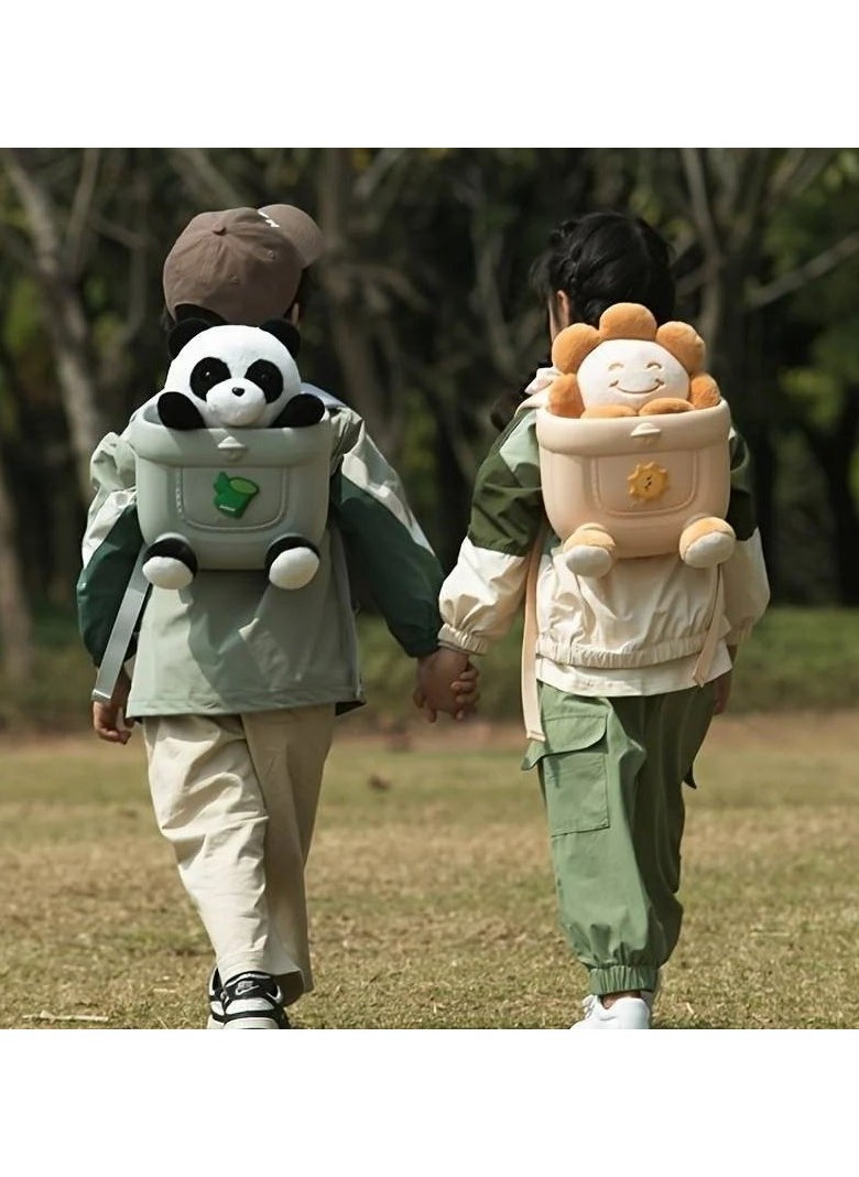 Little Surprise Box Backpack for Kids | Bunny Soft Toy Travel Backpack for Girls | Stylish, Soft and Comfortable Kids Bag Beige