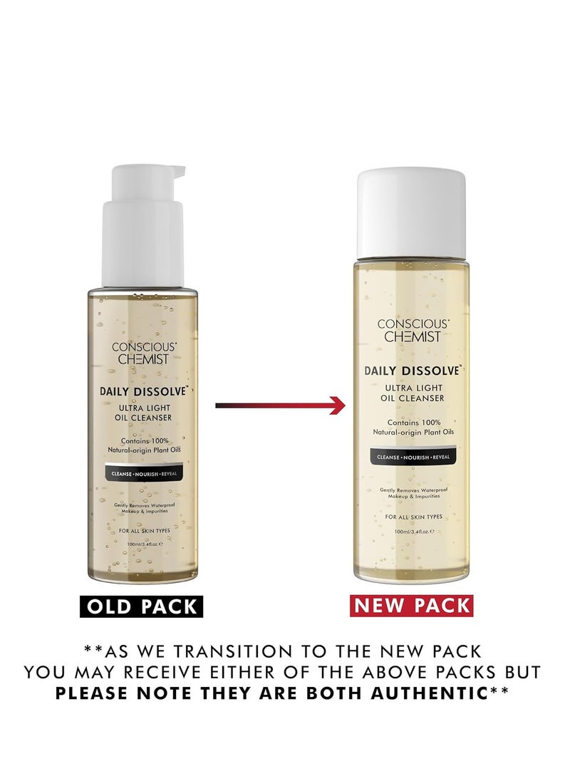 Conscious Chemist® Oil Cleanser for Face | 100ml | Cleanser for oily skin, Face Cleanser with Olives for Women & Men with SPF & Impurities For Soft & Glowing for all Skin, Natural Oil - Daily Dissolve