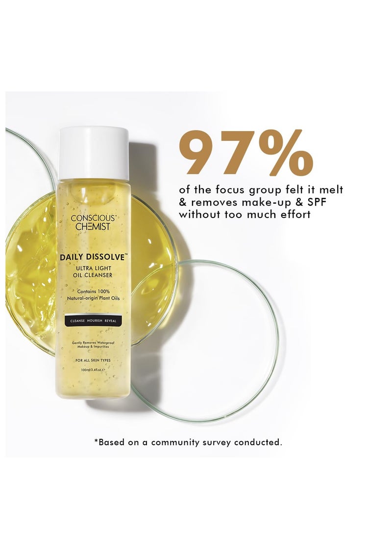 Conscious Chemist® Oil Cleanser for Face | 100ml | Cleanser for oily skin, Face Cleanser with Olives for Women & Men with SPF & Impurities For Soft & Glowing for all Skin, Natural Oil - Daily Dissolve