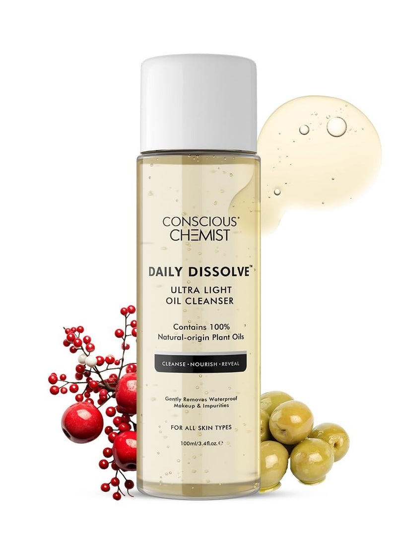 Conscious Chemist® Oil Cleanser for Face | 100ml | Cleanser for oily skin, Face Cleanser with Olives for Women & Men with SPF & Impurities For Soft & Glowing for all Skin, Natural Oil - Daily Dissolve