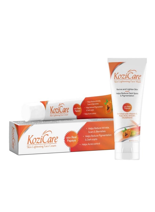 Kojic Acid Cream & Papaya Face Wash Combo | Vitamin E & Niacinamide Cream | Face Cream For Women & Men-15Gm| Kojic Acid Face Wash | Acne Wash For Glowing Skin L Gentle Exfoliating Wash-100Ml