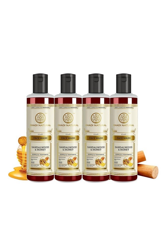 Sandalwood & Honey Face Wash | Face Wash For Reducing Scars & Blemishes | Face Wash For Healthy Skin | Suitable For All Skin Types |Pack Of 4 | (210 * 4) (840 Ml)