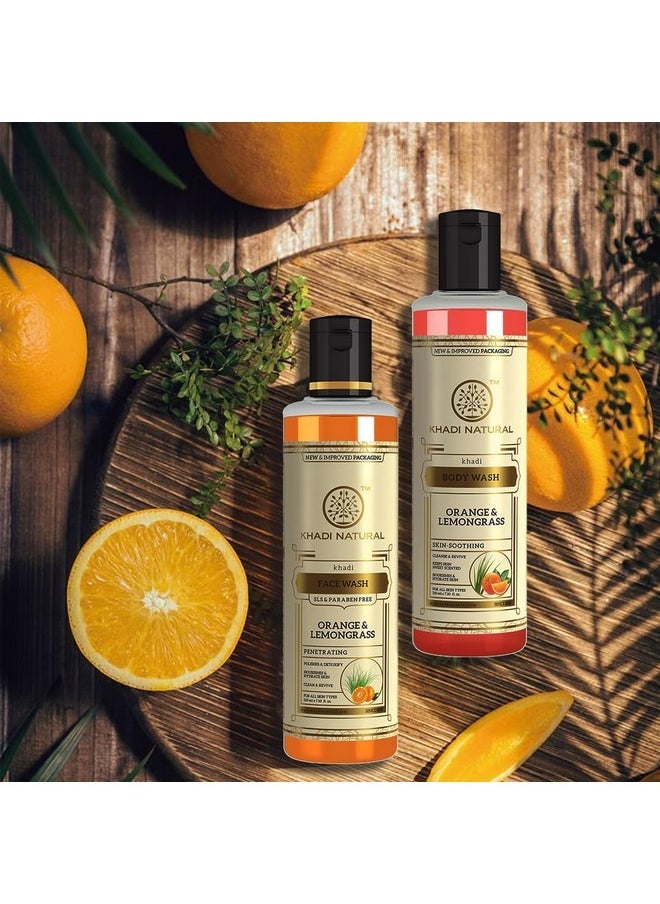 Orange & Lemongrass Combo (Face Wash & Body Wash| Detoxifies And Cleanses Skin|Regulates Oil Production|Sls & Paraben Free|210 Ml Each