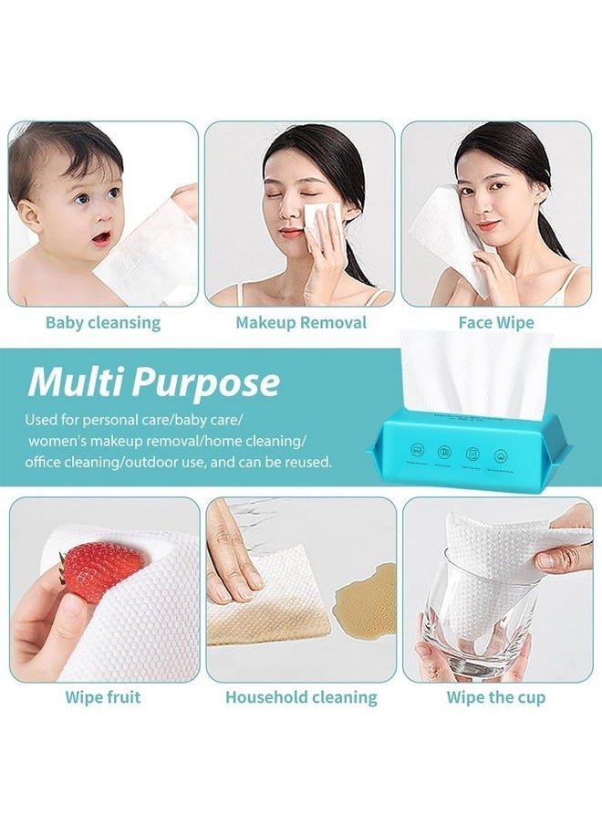 Disposable Towels, 72 Count Soft 100% Cotton Facial Dry Wipes, Multi-Purpose Tissue For Face- Skin Care, Makeup Remover, Baby Care, House Cleaning, Gentle Face Towels - Large Size 20*20 Cm