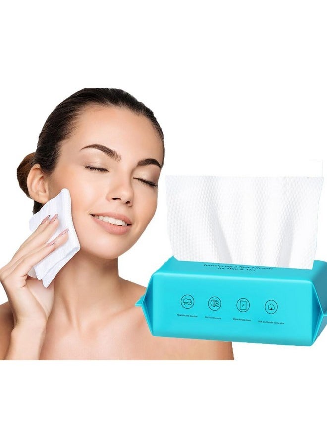 Disposable Towels, 72 Count Soft 100% Cotton Facial Dry Wipes, Multi-Purpose Tissue For Face- Skin Care, Makeup Remover, Baby Care, House Cleaning, Gentle Face Towels - Large Size 20*20 Cm