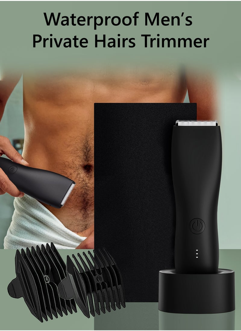 Men’s Electric Groin Hair Trimmer Wireless Waterproof with Electric Dock Charger for Men’s Underarm, Leg, Head, Hand, Body, Groin, and Private Parts Shaver