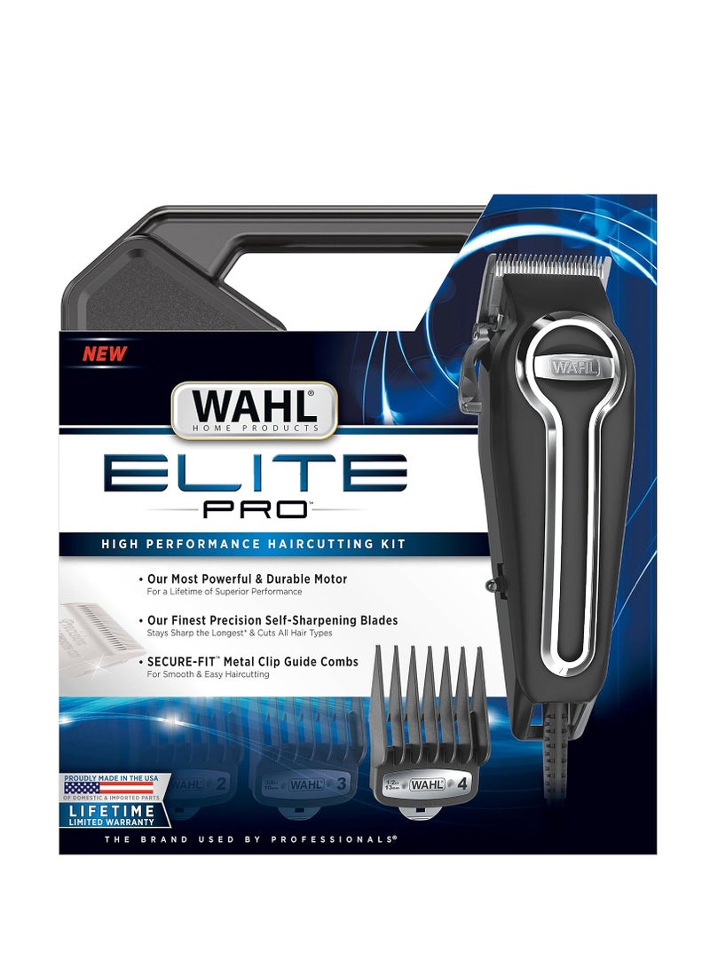 USA Elite Pro High-Performance Corded Home Haircut & Grooming Kit for Men – Electric Hair Clipper – Model 79602M