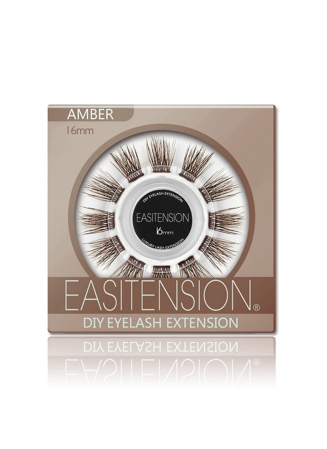 Diy Eyelash Extension, 3D Effect Individual Melt Flare Lash Cluster Natural Lashes Set, Home Eyelash Extension, Lashes Pack (16Mm-Amber)