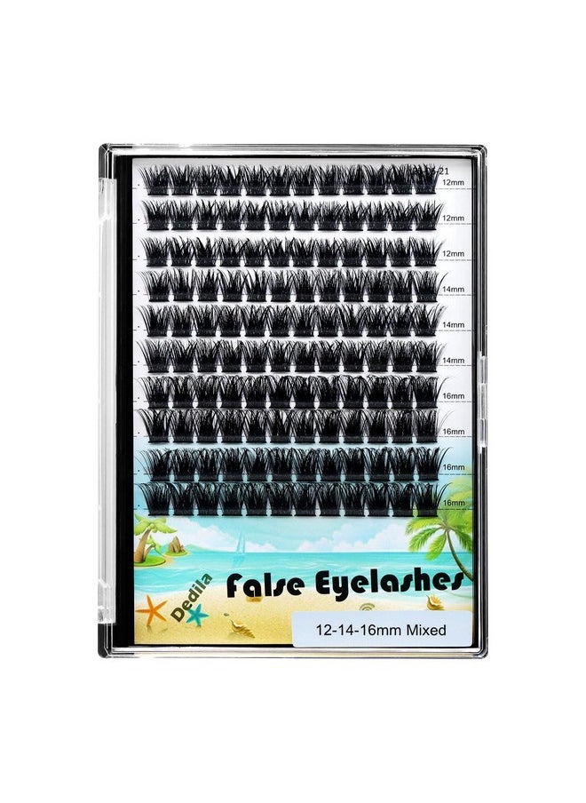 Large Tray -Wide Stem Mixed 10-12-14-16Mm/12-14-16Mm/14-16-18Mm Cluster Eyelashes Home Diy Lashes Extensions D Curl Thickness 0.07Mm Individual False Eyelashes (Mixed 12-14-16Mm)