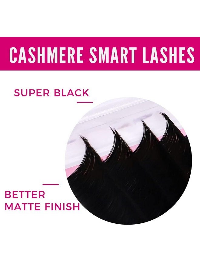 Cashmere Smart Fan Lash Extensions 0.03 0.05 0.07 C/Cc/D Curl 8-20Mm Mixed & Single Length, Super Matte Black Volume Lashes, Professional Supplies For Lash Techs (0.07 D 8-16Mm)