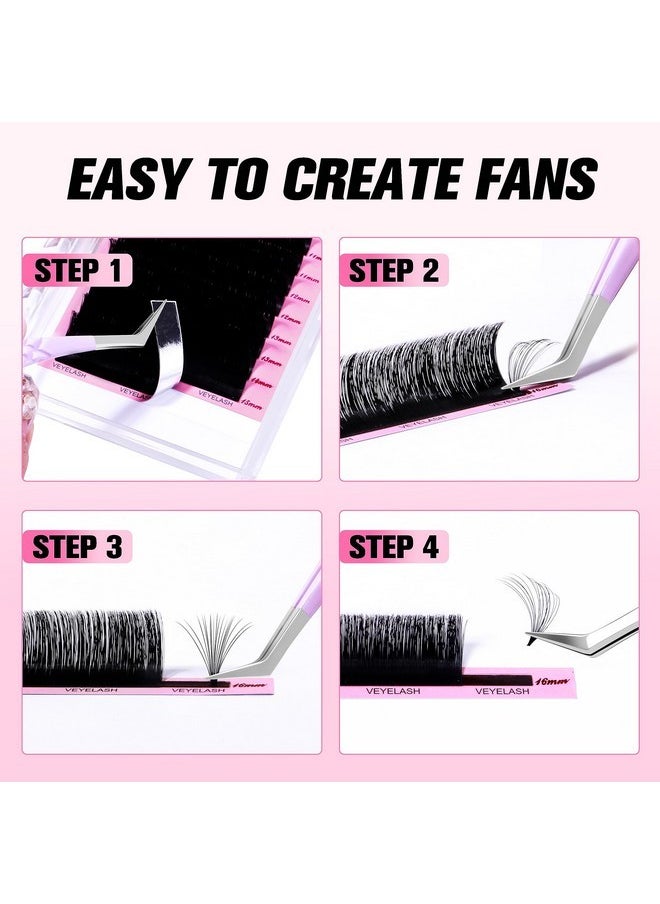 Cashmere Smart Fan Lash Extensions 0.03 0.05 0.07 C/Cc/D Curl 8-20Mm Mixed & Single Length, Super Matte Black Volume Lashes, Professional Supplies For Lash Techs (0.07 D 8-16Mm)