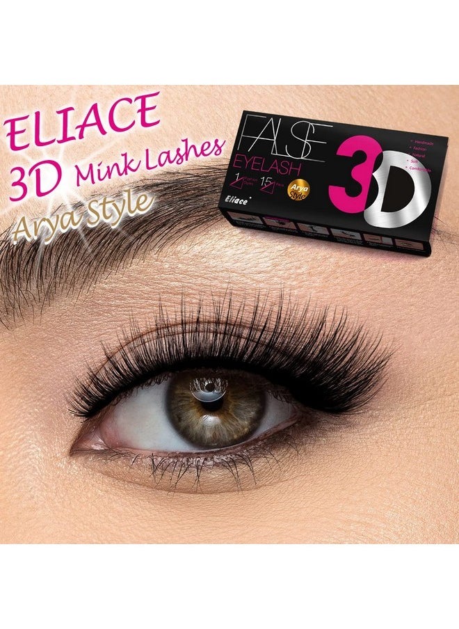 Eyelashes - Eliace Pretty Short Lashes Natural Look 3D Faux Mink Vegan Wispy Lashes Pack, Cat Eye Lashes Light & Comfortable, Mink Lashes Fluffy Strips For Small Eyes 15 Pairs (14 Mm) | Arya