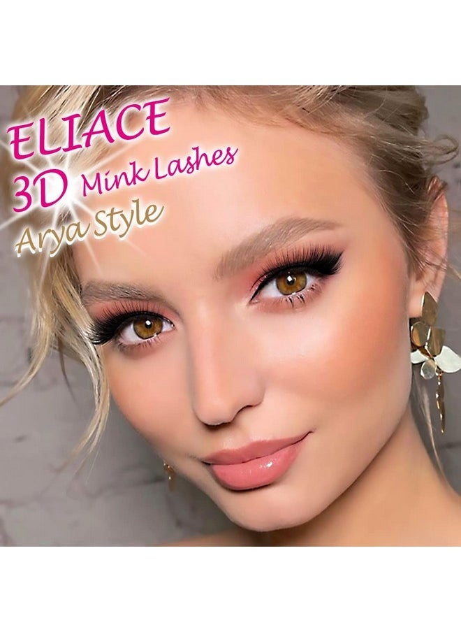 Eyelashes - Eliace Pretty Short Lashes Natural Look 3D Faux Mink Vegan Wispy Lashes Pack, Cat Eye Lashes Light & Comfortable, Mink Lashes Fluffy Strips For Small Eyes 15 Pairs (14 Mm) | Arya