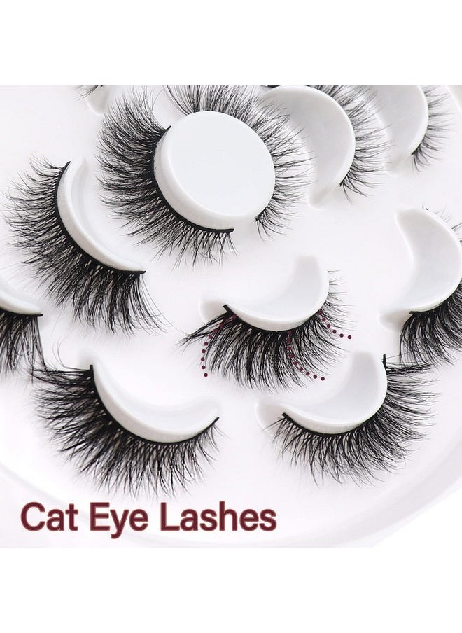 5D Faux Mink Lashes Handmade Luxurious Volume Fluffy Natural False Eyelashes 7 Pairs (028)