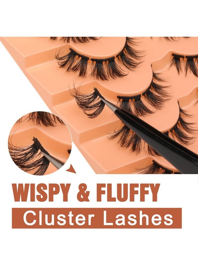 Usters Natural False Eyelashes Mink Individual Lashes Wispy Fluffy Cluster Eyelashes Diy Lash Extensions D Curl Cluster Eyelashes Multipack By Eefofnn