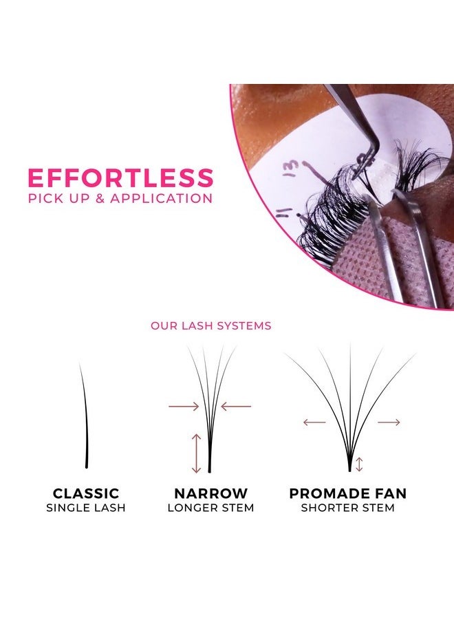 Lashfolio Double Spike Promade Fans | Handmade Volume Eyelashes | Multi Selections From 5D To 10D | C Cc D Curl | 0.03~0.07Mm | 8-13Mm Length | Long Lasting | Easy Application (7D-0.05 C 8-13Mm)