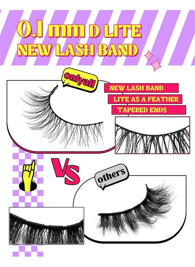 Natural Lashes Wispy Lashes Natural Look False Eyelashes Natural Flared Eyelashes False Eye Lashes Soft Fluffy Lashes 7 Pairs D11 Gradual-10Mm