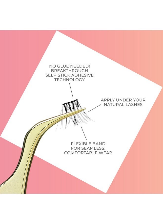 Press False Eyelashes, Lash Clusters, Falsies, Elegant Volume', 12Mm-14Mm, Includes 12 Pieces Of Pre-Bonded Lashes, Contact Lens Friendly, Easy To Apply, Reusable Strip Lashes