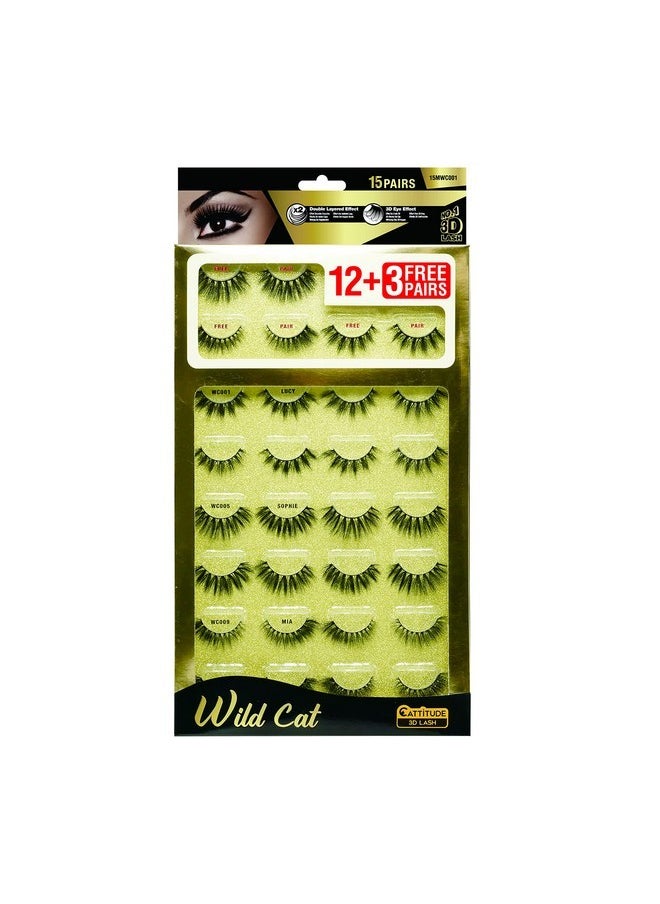 Cattitude 3D Lashes Mega Pack (Wild Cat - 15 Pairs)