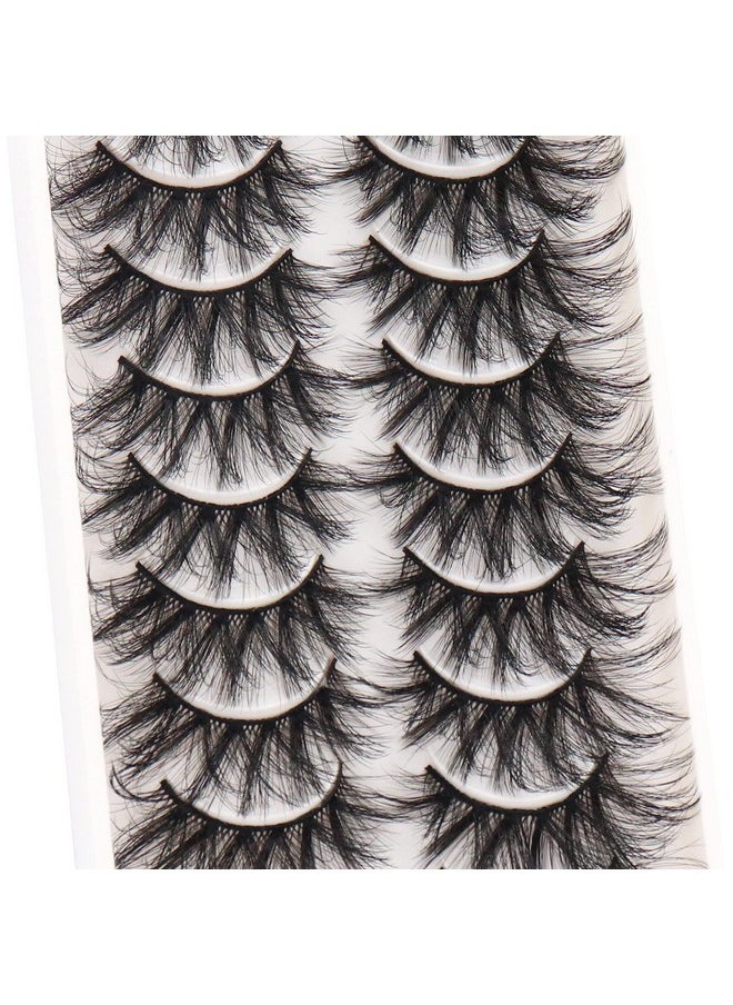 Lashes Fluffy Wispy Faux Mink Eyelashes Criss-Cross False Lashes 10 Pairs Pack Fake Eyelashes For Women (6D60)