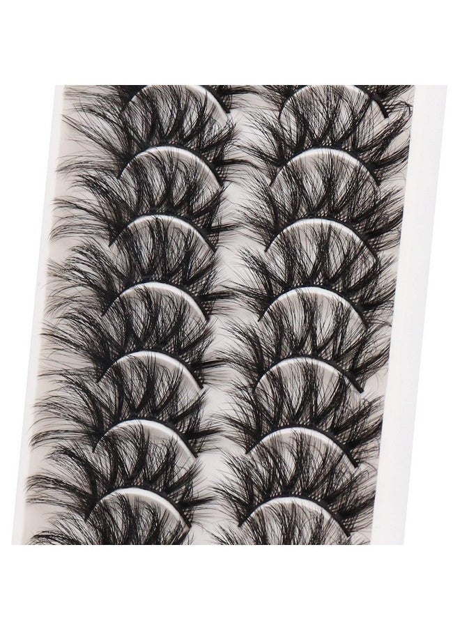 Lashes Fluffy Wispy Faux Mink Eyelashes Criss-Cross False Lashes 10 Pairs Pack Fake Eyelashes For Women (6D60)