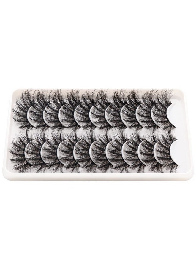 Lashes Fluffy Wispy Faux Mink Eyelashes Criss-Cross False Lashes 10 Pairs Pack Fake Eyelashes For Women (6D60)