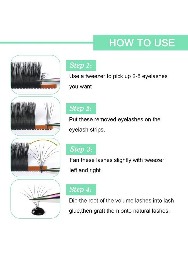 False Eyelashes Easy Fan Volume Lashes 9-20 Mm Mega Volume C D Curl Flowering Lash Extensions, Cruelty Free, Individual, Cc-0.05-9-16, 1 Count