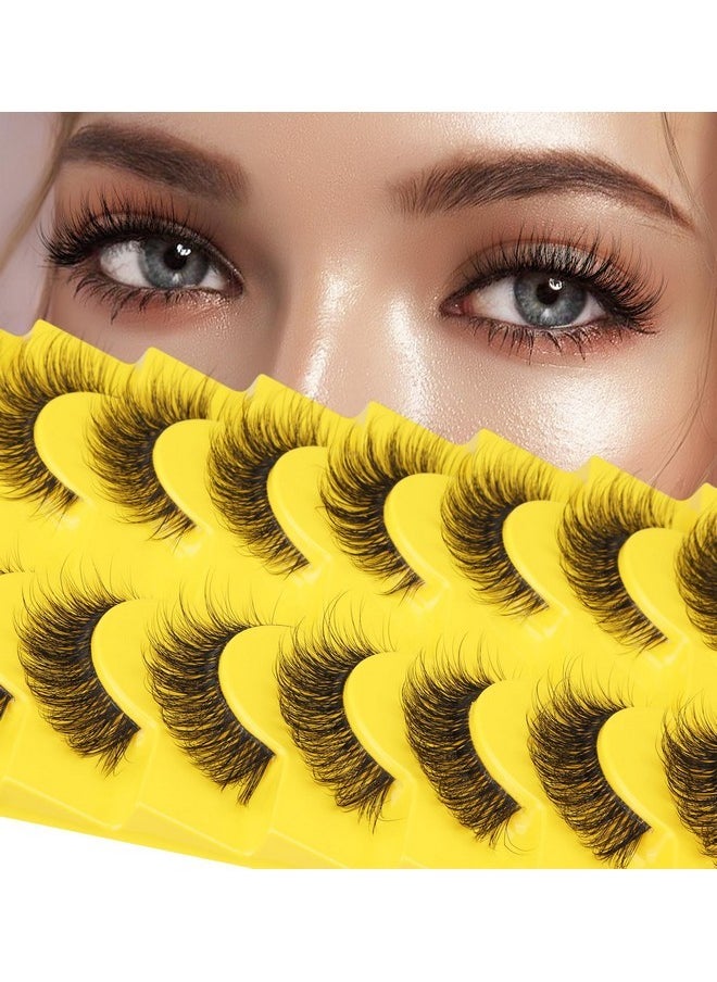 Elashes Russian Strip Lashes D Curl Wispy Natural Look Zanlufly Lashes Like Eyelash Extension Fluffy Transparent Band Cat Eye Fake Eyelashes Pack